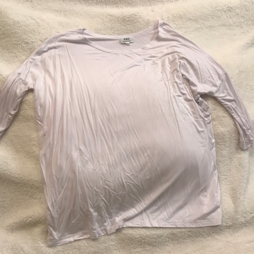 White piko top 3/4 sleeves